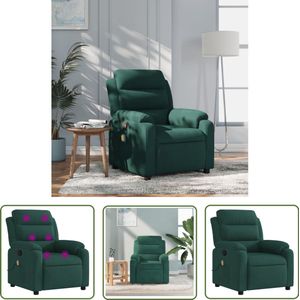 The Living Store Massagestoel verstelbaar fluweel donkergroen - Massagestoel - Ergonomische Stoel - Relaxstoel - Lounge Stoel - Fluweel Stoel
