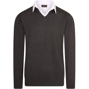 Cappuccino Italia - Heren Sweaters Mock Pullover Antraciet - Grijs - Maat XXL