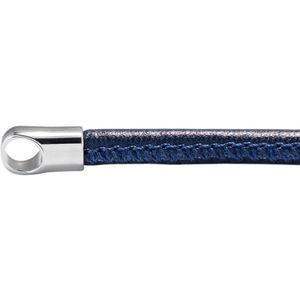 Quiges Leren Ketting Blauw zonder Sluiting Clipring voor Hangers - RVS - Dames - 70cm - EPK090