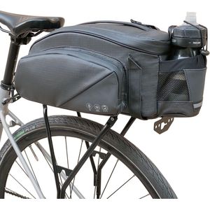 Fietsbagagedragertas, 11 liter, waterdicht, fietstas voor bagagedrager, zadeltas met flessentas, transporttas, wielaccessoires, vouwfiets, mountainbike, racefiets