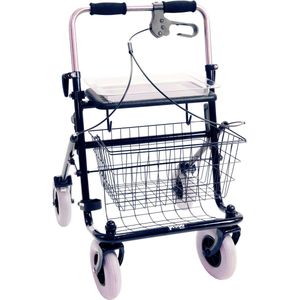 Premis - Provo - Rollator - 2de Generatie - Duwbeugel - Met één hand te bedienen - Linkshandig - Maximaal draagvermogen 120 kg - Metallic Zwart