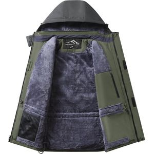 Waterproof Winter Jacket for Men - Windproof Warm Ski Fleece Outdoor Jacket with Removable Hood