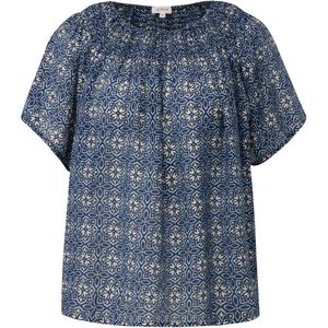s.Oliver Blouse  blauw / geel / lichtgrijs
