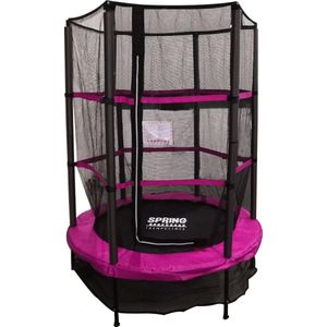 SPRING Trampoline - 140 cm met veiligheidsnet - Black Edition - roze rand