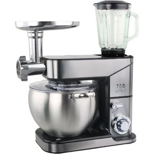 Royal Swiss Multifunctionele Keukenrobot 12L met Blender en Vleesmolen - 3-in-1 Krachtige Keukenmachine 2000W - Silver - Foodprocessor - Met Accessoires