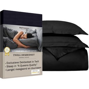 Bed Couture - Twill Katoen Dekbedovertrek set - 155x220 + 2 kussenslopen 50x70 - Luxe 100% Katoen, voelt soepel en ultra zacht - Zwart