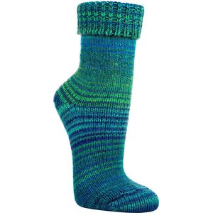 Schitterende kleuren Scandinavische warme sokken – 2 paar - voelt als zelf gebreid – kleur groen / petrol  - maat 35/38