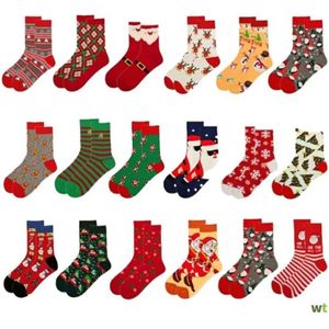 5 Paar Kerstsokken – Unisex – Maat 36-41 - Vrolijke Mix van Feestelijke Patronen