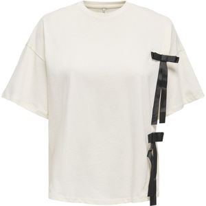 Only - Onlnicca Bow Top - T-shirt - Cloud Dancer/Big Black