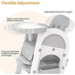 6 In 1 Baby & Peuters Veelzijdige Kinderstoel Full-size Hoge Eetstoel, Mini-eetkamerstoel, Bouwsteentafel & Stoel, Studietafel, Peuterstoel met een Gewatteerd Kussen en een Kindertafel en Stoelen set, Eetkamerstoelmodus 6 maanden tot 8 jaar 50 KG