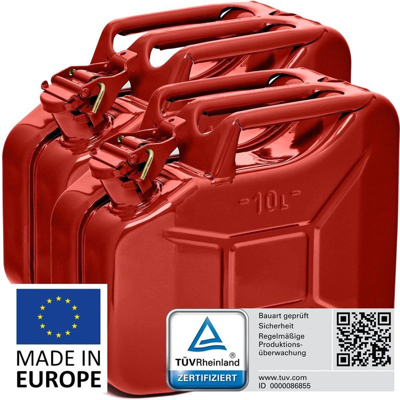 BW - Brandstof Jerrycan - Rood - 2x 10 Liter - TÜV-getest en UN-goedgekeurd