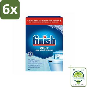 Finish Vaatwasmachine Zout 4 kg - Voordeelverpakking - 6 stuks - Vaatwasmachine zout - Kalk verwijderaar
