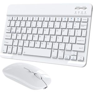 JustValue - Draadloos Toetsenbord met Muis - Wit - Bluetooth - Geschikt voor Tablet en Laptop