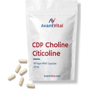 CDP Choline - 250 mg - Citicoline - 180 Vegan Capsules - AvantVital - Voedingssupplementen