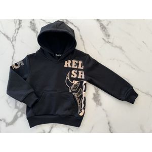 Jongens Hoodie ""Zwart"", verkrijgbaar in de maten 98/104 t/m 158/164