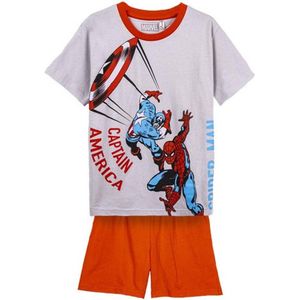 Avengers Spiderman - Short Pyjama - Captain America - Wit rood - 100% Katoen - in geschenkendoos. Maat 122 cm / 7 jaar.