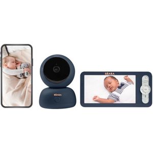 Béaba Zen Premium Video Baby Monitor – 360° Full HD met Nachtzicht – Oplaadbaar + Groot 720p HD-Scherm – Bereik ±300 m – Night Blue
