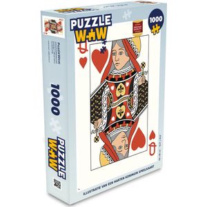 Puzzel Illustratie van een harten koningin speelkaart - Legpuzzel - Puzzel 1000 stukjes volwassenen