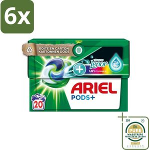 Ariel Original - Touch of Lenor Unstoppables - Wasmiddelcapsules - Pods+ - Gekleurde Was - 20 Wasbeurten - Voordeelverpakking - 6 stuks - Wascapsules - Gekleurde was