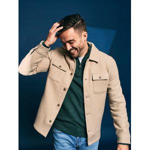 Suitable Overshirt Wool Blend Beige - Maat M - Heren