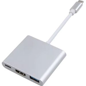 Usb c naar hdmi adapter - Hub - Splitter - Converter - 3 in 1 - Mat grijs