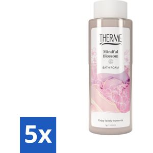 5 x Therme - Mindful Blossom - Badschuim - Verfrissend - Verzorgend - 500ml - Badshoofd - Ontspanning - Wellness - Mindfulness - Bloesemgeur