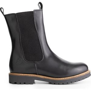 Travelin' Forsand - Halfhoge dames chelsea boots - 100% hoogwaardig leer - Zwart