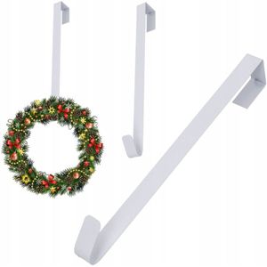 Witte metalen deurhanger voor krans - 39 cm