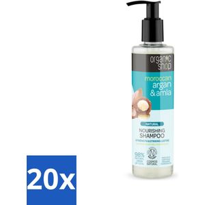 Organic Shop - Natural Nourishing Shampoo - Argan Hair & Amla - Herstellend en Voedend - 280 ml - Bulkverpakking - 20 stuks