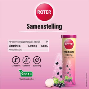 Roter Vitamine C 1000 mg Appel- Zwarte Bes - 4 x 15 bruistabletten - Voordeelverpakking