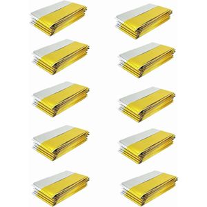 Pakket van 10 reddingsdekens - Isolatiedeken - Goud Zilver 210 x 160 cm - Waterdichte Overlevingsdeken - Reddingsdekens - Ehbo-Deken - PE - Thermische Nooddeken - Ehbo Noodpakket - Voor Eerste Hulp Noodgevallen