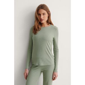 Na-KD dames shirt loungewear - Recycled soft ribbed top - S - Groen