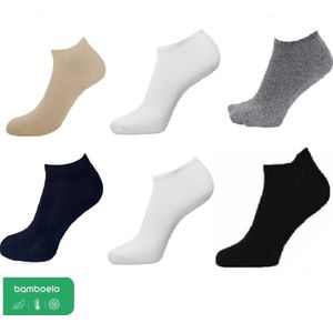 Bamboe Sneaker Sokken, Dames en Heren, Zakelijk en Dagelijks Leven, 6 paar, Gemengde Kleuren, Kort Sokken, Antibacterieel, 43-46