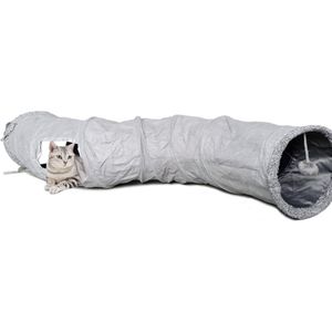 Kattentunnel grote katten geritseltunnel speeltunnel kattenspeelgoed voor alle katten konijnen puppy's S-vorm1 grot grijs 115 * 27cm
