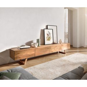 Wyatt acacia natuur TV tafel 220 cm 4 schuifladen Design- Lowboard