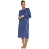 Cocodream velours nachthemd dames - Dots - Warm winter nachtjaon - XXL - Blauw