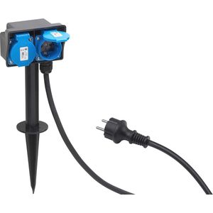 Buiten Verdeelstekker met Grondpen - 1,4 m Kabel - Spatwaterdicht - 2-voudig Outdoor Stopcontact