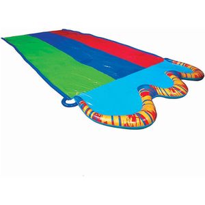 Triple Racer Waterglijbaan Lengte: 4.9 m Breedte: 2083 cm Opblaasbare buiten achtertuin waterglijbaan Splash Toy met Gratis Verzending