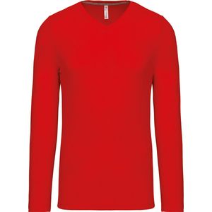 Kariban T-shirt V-hals lange mouwen K358 - Red - 4XL