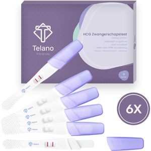 Telano - Zwangerschapstest Premium - 6 Stuks - Midstream - Gevoelig - Brede Absorberende Strip