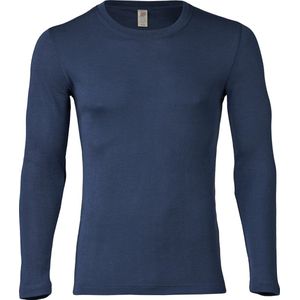 Engel Natur Heren Shirt Lange Mouw Zijde - Bio Merino Wol GOTS - navy blauw 50/52(L)