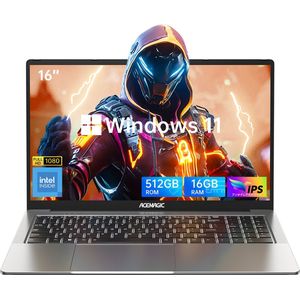Acemagic LX16 Laptop - Intel N97 - 16 inch FHD - 16GB DDR4 - 512GB SSD /2 TB - Window 11 Pro Notebook - WiFi5 - Grijs