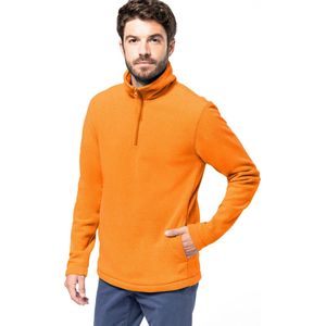 Kariban Fleece trui - oranje - halve ritskraag - warme Koningsdag sweater - heren - EK / WK supporter M