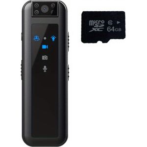 Bovista Spy Cam - Bodycam - Politie - Chest Camera - Spy Camera - Verborgen Camera - Spionage Camera - Action Camera - HD + 64GB