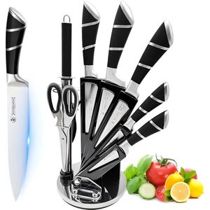 Professionele Koksmessenset - hoogwaardig roestvrij staal - 9-delig - roze