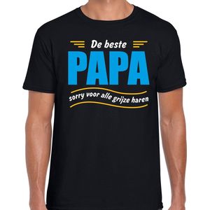 Beste papa sorry voor alle grijze haren cadeau t-shirt zwart voor heren - vaderdag / verjaardag kado shirt S