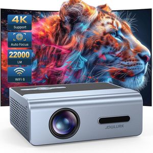 Projector met WiFi en Bluetooth - 22000L Auto Keystone 4K Ondersteuning, Native 1080p Filmprojector voor iOS/Android/TV Stick/HDMI/USB/Laptop/PS5