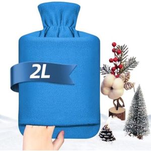 2 liter warmwaterkruik met zachte fleecehoes - lekdicht ontwerp