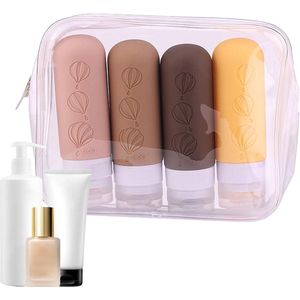 4-delige lekvrije hervulbare siliconen cosmetische dispenserflessenset - Reisfles Travel Must Haves - Shampoo Haarconditioner Body wash .