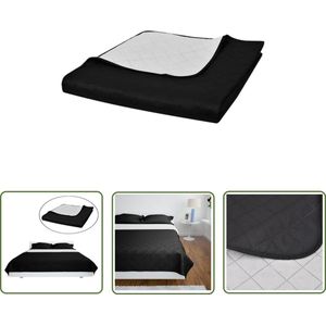 vidaXL Bedsprei Katoen - Gewatteerde Bedsprei - Bedsprei gewatteerd dubbelzijdig 230x260 cm zwart/wit - Dubbele Bedsprei - Winterbedsprei - Bedovertrek